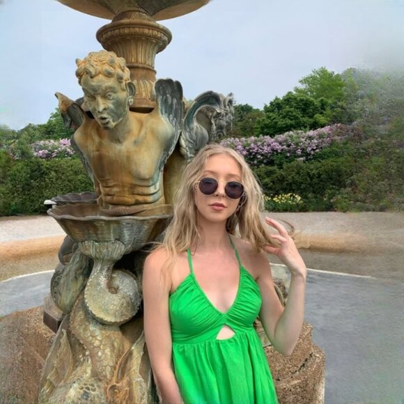 NEW H&M Cotton Blend Open Back Mini Dress, Size S - Picture 7 of 16